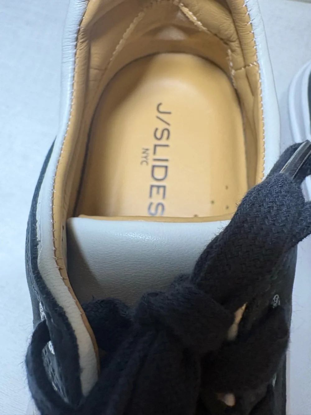 J/Slides NYC Platform Sneakers Leather Navy White Star Sole Size 8 NEW